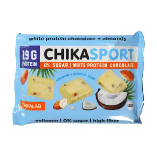 شيكاسبورت الواح بروتين شوكولاتة بيضاء باللوز وجوز الهند 100غم